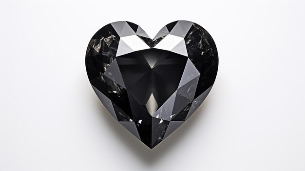 Zdjęcie czarny kamień szlachetny w kształcie serca na białym tle
