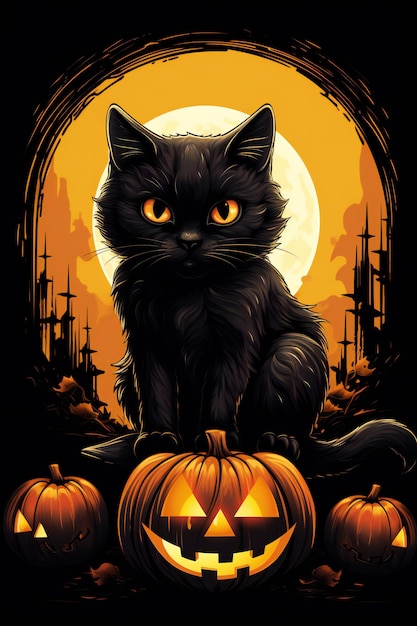 Czarny Kot Halloween Tło