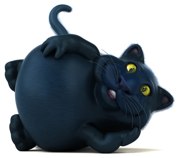 Czarny kot - ilustracja 3D