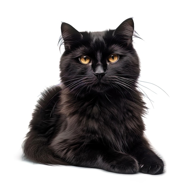 Czarny kot na izolowanym białym tle