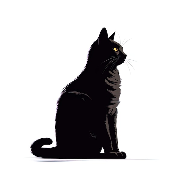 czarny kot na na białym tle