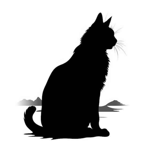Czarny kot siedzący na białej powierzchni