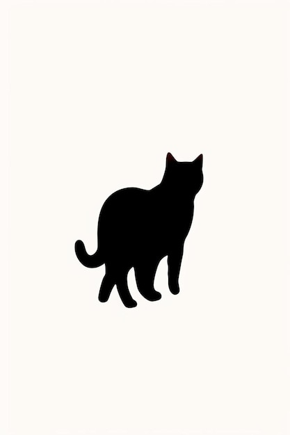 czarny kot z czarnym ogonem na białym tle