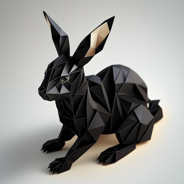 Czarny królik Papercut Origami