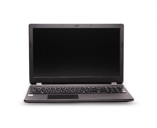 Czarny laptop na bielu