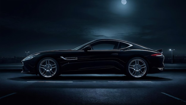 Czarny luksusowy samochód sportowy na ciemnym tle