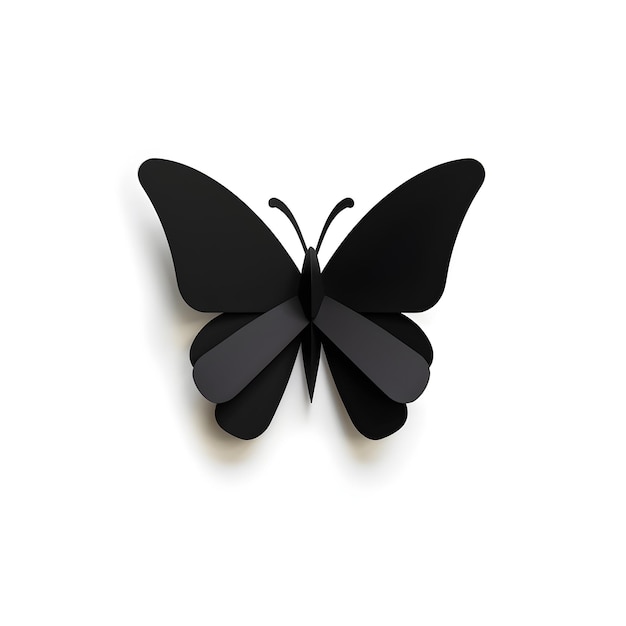 Zdjęcie czarny motyl jest na białym tle z napisem motyl.