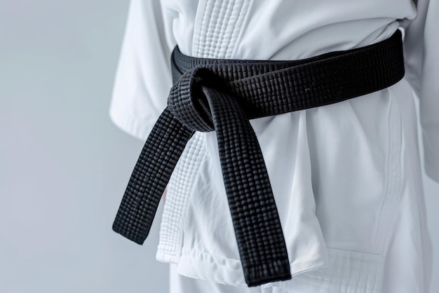 Zdjęcie czarny pas karate na białym mundurze