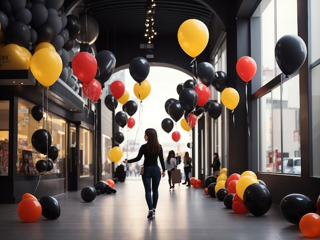 Zdjęcie czarny piątek z koncepcją biznesową balonu