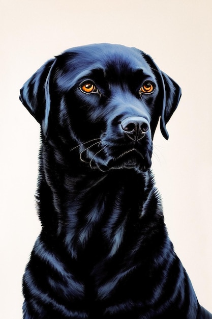 Czarny pies portret Labrador Retriever ilustracja generatywna ai