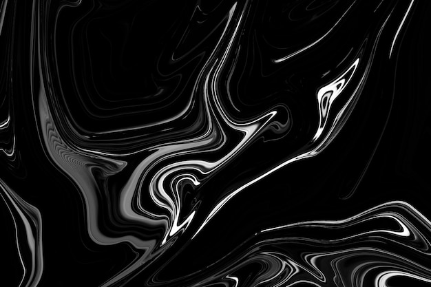 Czarny płynny marmur tło abstrakcyjna płynna tekstura sztuka eksperymentalna
