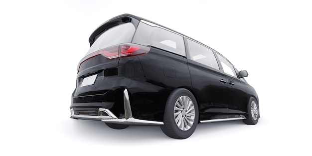 Czarny rodzinny samochód miejski Minivan Premium Business Car 3D illustration