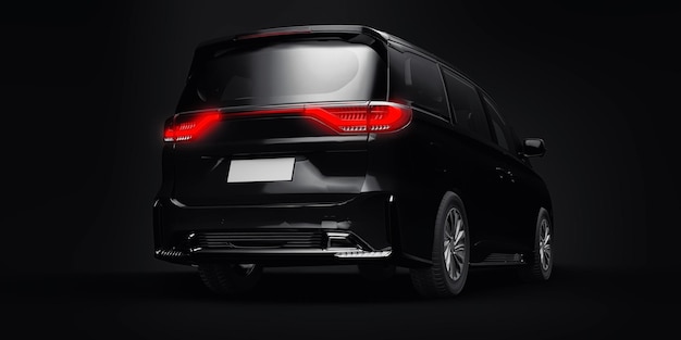 Czarny rodzinny samochód miejski Minivan Premium Business Car 3D illustration