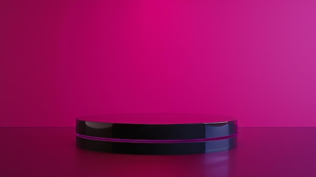 Zdjęcie czarny stół na różowej ścianie