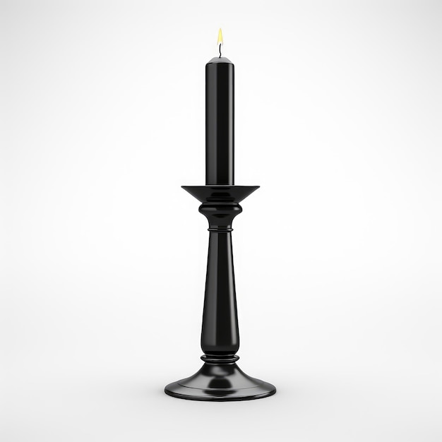Czarny świecznik izolowany na białym tle