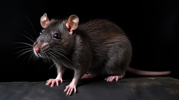 Czarny szczur Rattus rattus znany również jako szczur statkowy, szczur dachowy lub szczur domowy