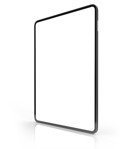 Czarny tablet z pustym białym ekranem