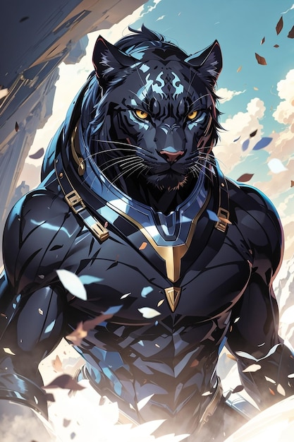 czarny tygrys ze złotym łańcuchem na szyi