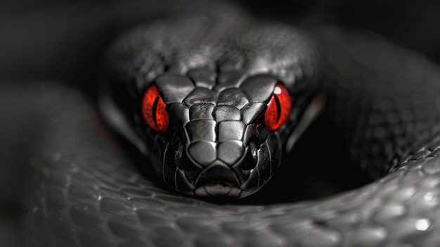 Czarny węże mamba HD tło z czerwonymi świecącymi oczami