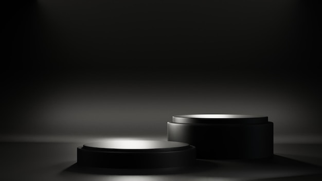 Czarny wyświetlacz podium z pustym tłem renderowania 3D