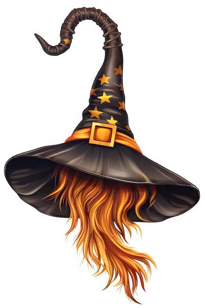 Czarowniczy kapelusz, magiczna miotła, Halloween.