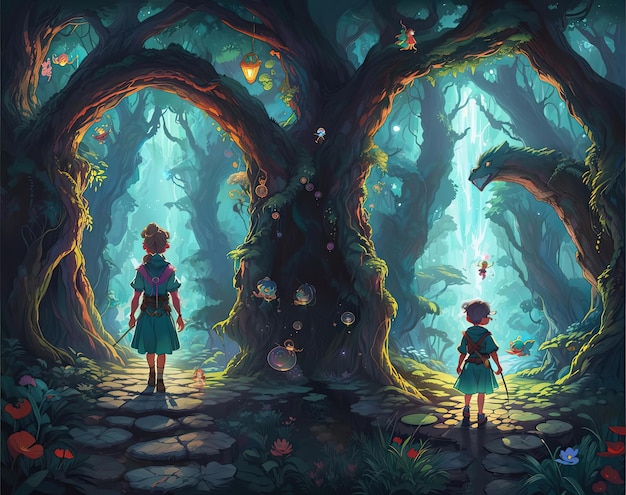 Czarująca okładka Pixel Adventure do książki dla dzieci, której akcja rozgrywa się w ciemnych lasach