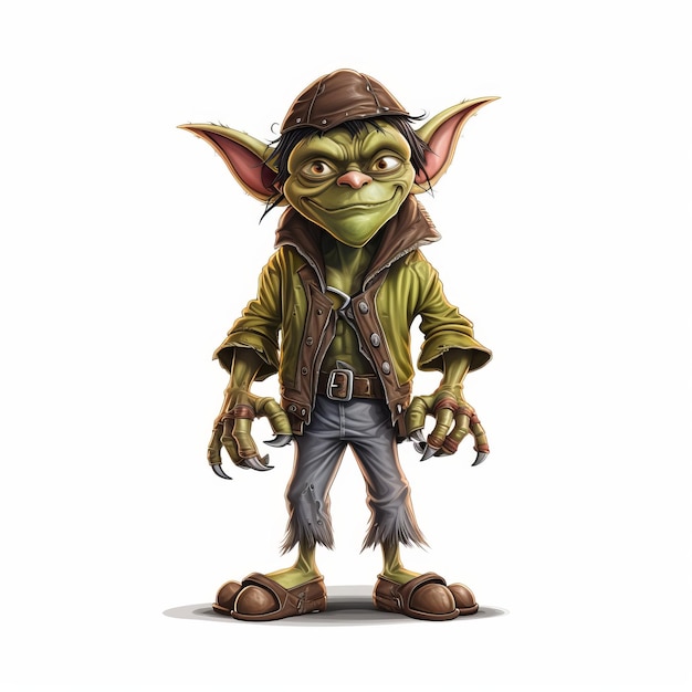 Zdjęcie czarujący kreskówka yoda w stylu goblin academia fantasy steampunk ilustracja