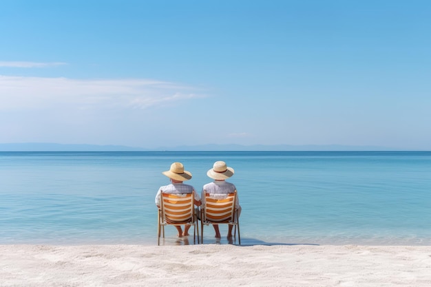 Czas na wakacje i odpoczynek para relaksująca się na plaży morza