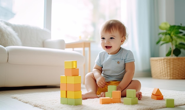 Czas zabawy dla niemowląt: odkrywanie kreatywności i budowanie umiejętności za pomocą kolorowych bloków