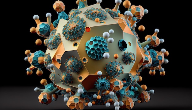 Zdjęcie cząsteczka wirusa ilustracja bakterii generatywnych cząstek ai