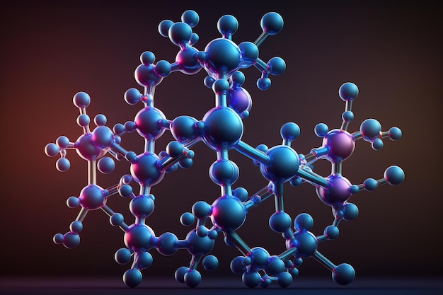 Zdjęcie cząsteczki atomy edukacja medyczna struktura molekularna na poziomie atomowym generatywna ai