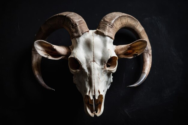 Zdjęcie czaszka kozy na ciemnym tle