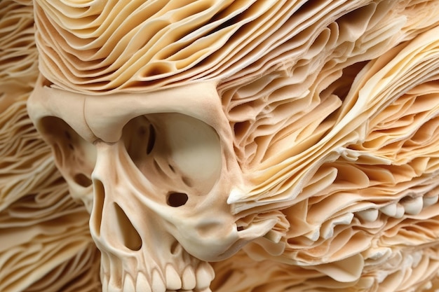 Zdjęcie czaszka wykonana z papieru z napisem czaszka