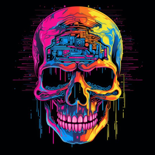 czaszka z kolorową farbą
