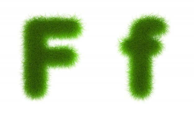 Czcionka eko alfabet trawy na białym tle renderowania 3d