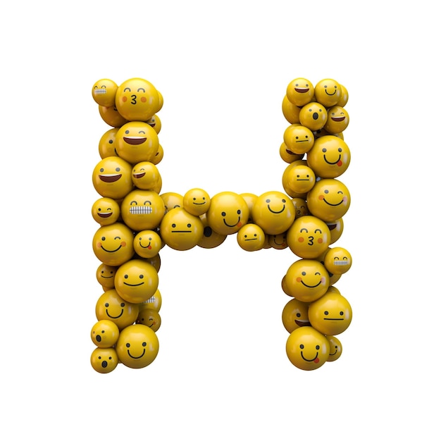 Czcionka postaci emoji z literą H Renderowanie 3D