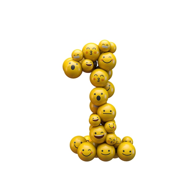 Czcionka znaków emoji numer 1 Renderowanie 3D