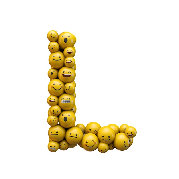 Czcionka znaków emoji z literą L Renderowanie 3D