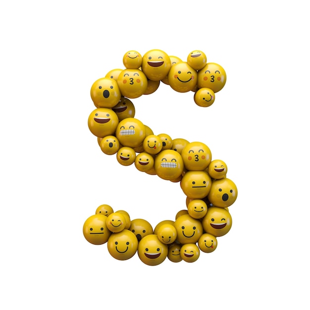 Czcionka znaków emoji z literą S Renderowanie 3D
