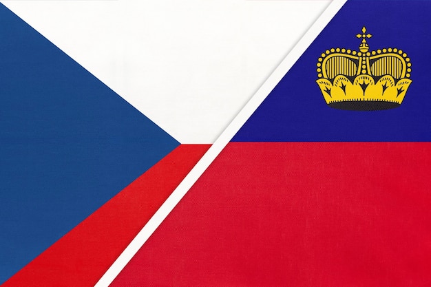 Czechy i Liechtenstein symbol kraju Czechy vs Liechtensteiner flagi narodowe