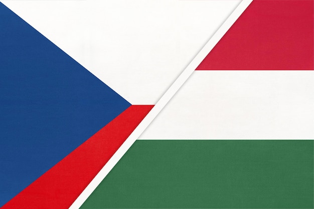 Czechy i Węgry symbol kraju Czechy vs węgierskie flagi narodowe