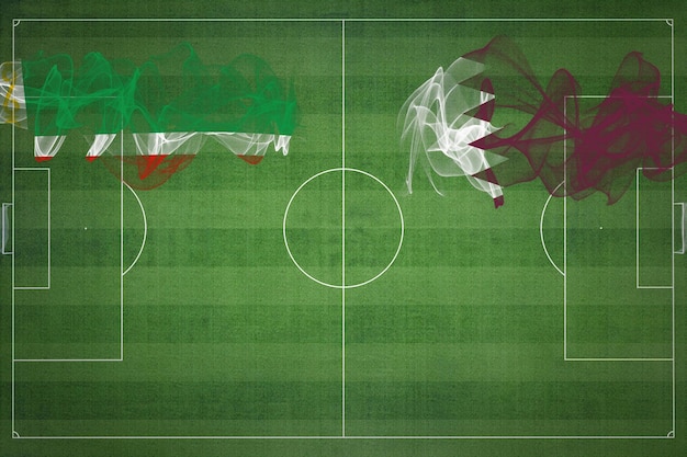 Czeczenia vs Katar mecz piłki nożnej kolory narodowe flagi narodowe boisko do piłki nożnej gra w piłkę nożną Koncepcja konkurencji Skopiuj miejsce
