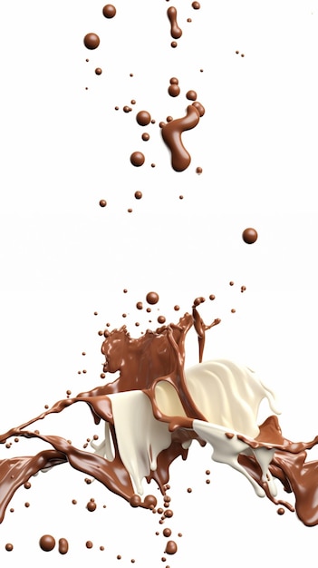 czekolada rozpryskana na białej powierzchni łyżką i łyżkę generatywną ai