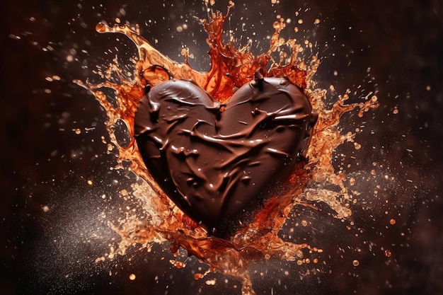 Czekoladę w kształcie serca wlewa się do kształtu serca