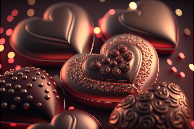 Zdjęcie czekoladki walentynkowe uwielbiają błyszczące tło walentynek