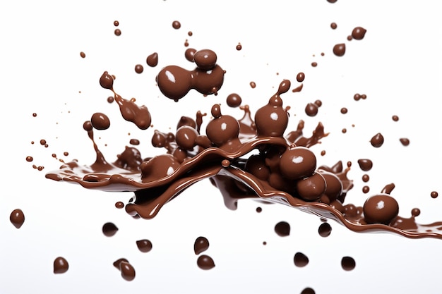 Zdjęcie czekoladki wpadające do płynnej czekolady kakaowej