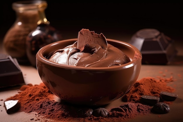 Czekoladowa kąpiel błotna z mieszanką czekolady i proszku kakaowego do luksusowej pielęgnacji skóry