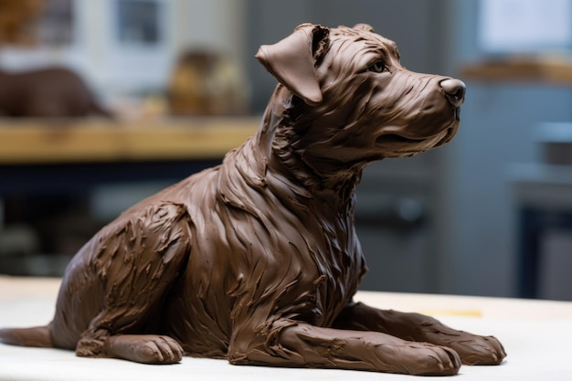 Czekoladowa rzeźba ukochanego zwierzaka, realistyczna lub kapryśna, stworzona za pomocą generatywnej sztucznej inteligencji