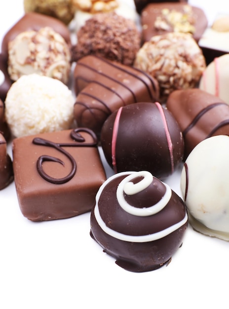 Zdjęcie czekoladowa słodka kolekcja na białym tle