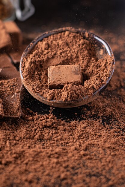 Czekoladowe Cukierki Truflowe W Proszku Kakaowym Naturalne Masło Czekoladowe Deser Słodycze Posiłek Przekąska